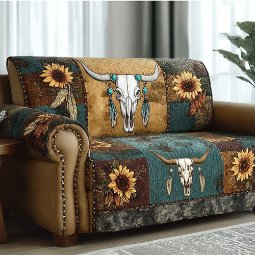 Golden Meadow Longhorn Quilted Sofa Cover NCU0LDH052