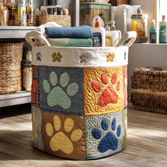 Golden Meadow Paws Quilted Laundry Basket NCU0NTV595
