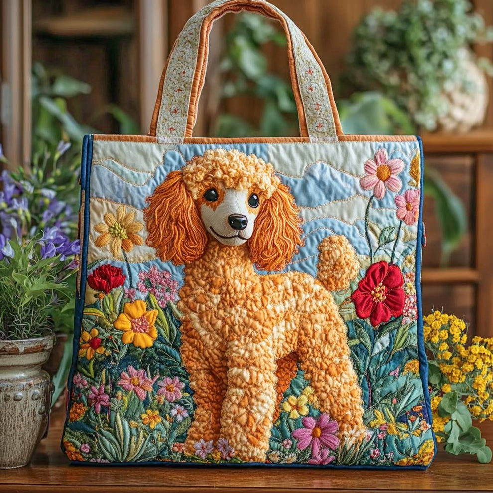 Black And White Poodle Quilted Tote Bag GFTOXM136 main image 0