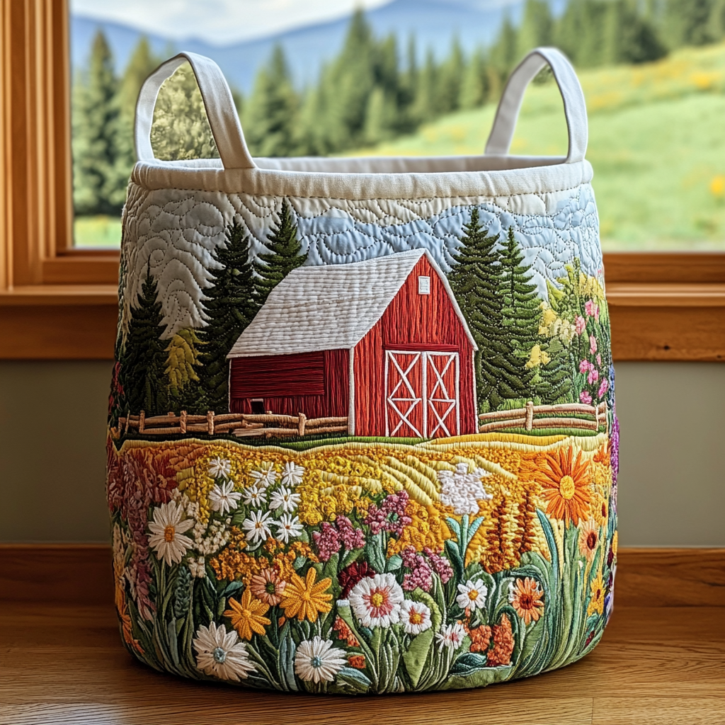 Golden Meadow Quilted Laundry Basket NCU0DDK1077