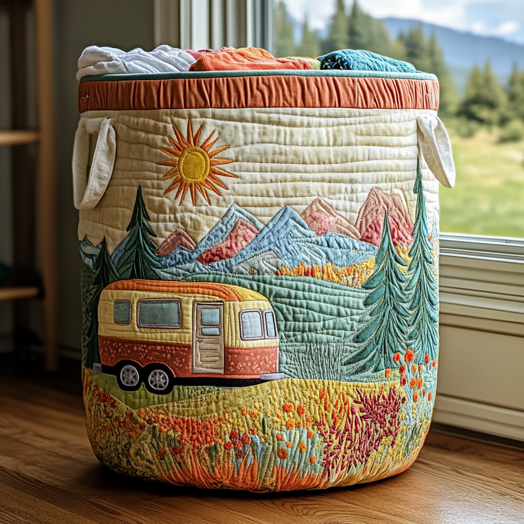 Golden Meadow Quilted Laundry Basket NCU0DDK1603