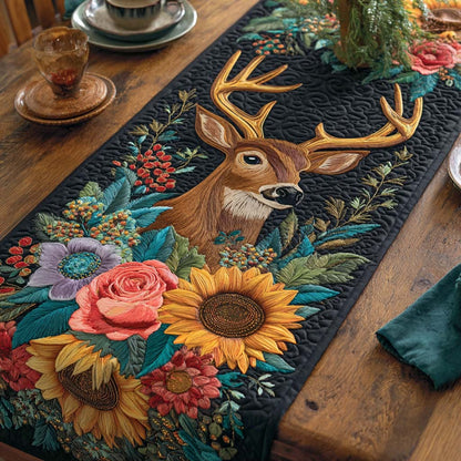 Golden Meadow Stag Quilted Table Runner NCU0NXD576