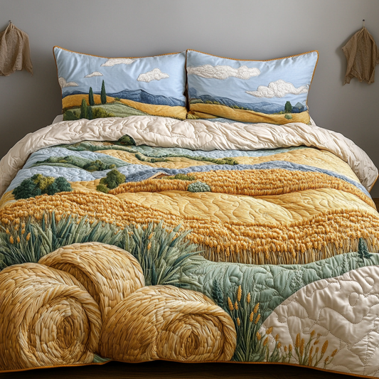 Golden Meadows 3-Piece Quilted Bedding Set NCU0NVH394