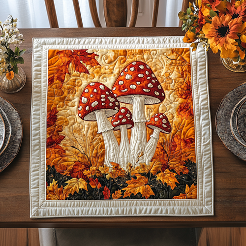 Golden Mushroom Quilted Table Topper NCU0DDK901