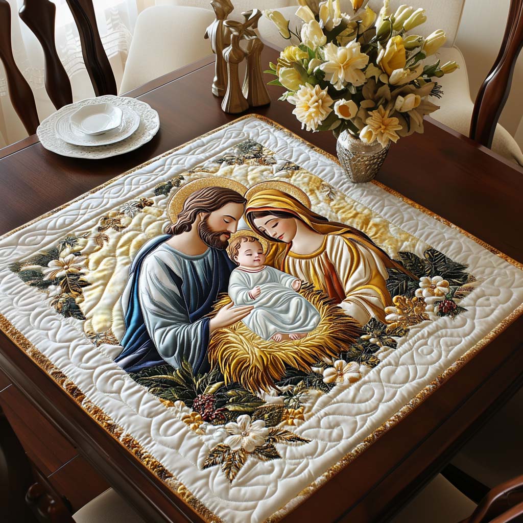 Golden Nativity Quilted Table Topper NCU0NNT1709