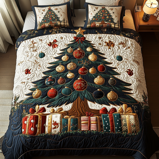 Golden Noel 3-Piece Quilted Bedding Set NCU0VH832