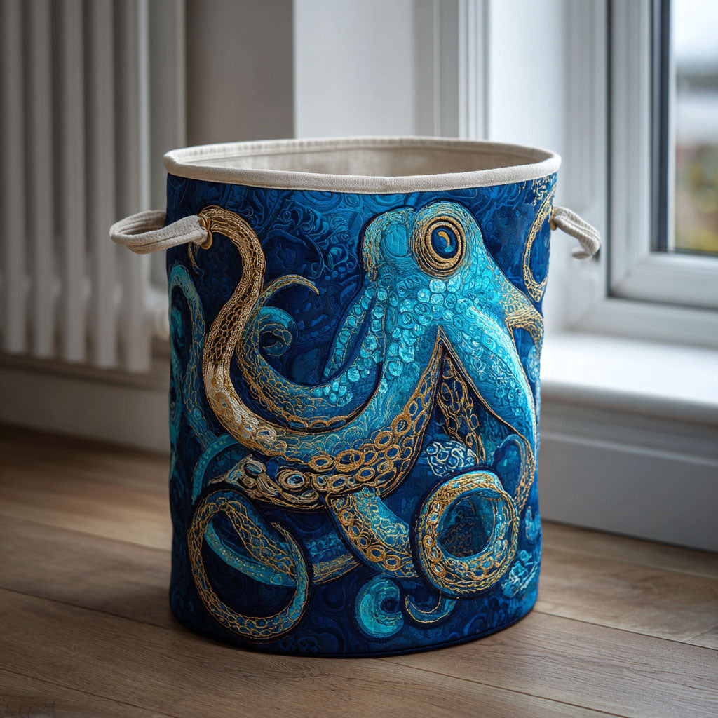 Golden Octopus Quilted Laundry Basket NCU0DDK2202