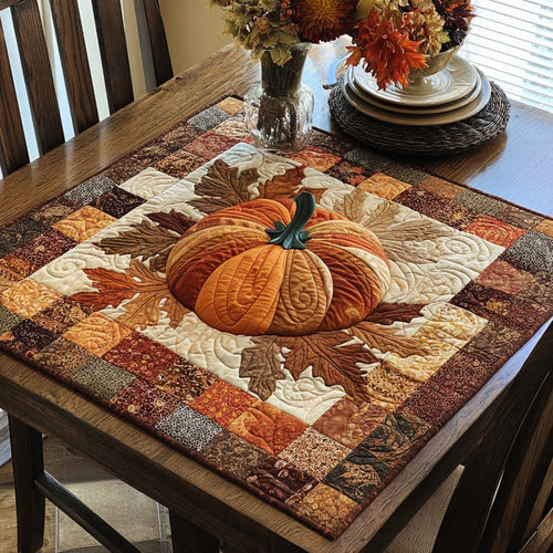 Golden Patchwork Quilted Table Topper NCU0PVL553