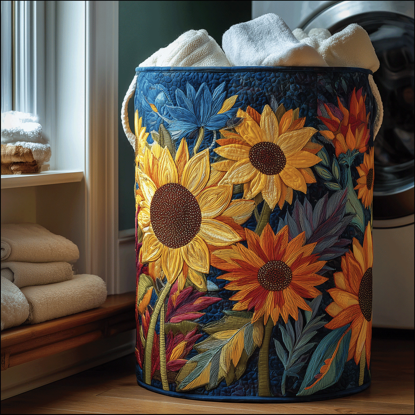 Golden Petal Quilted Laundry Basket NCU0TH2899