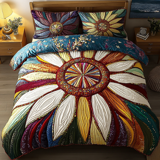 Golden Petals 3-Piece Quilted Bedding Set NCU0PVL026