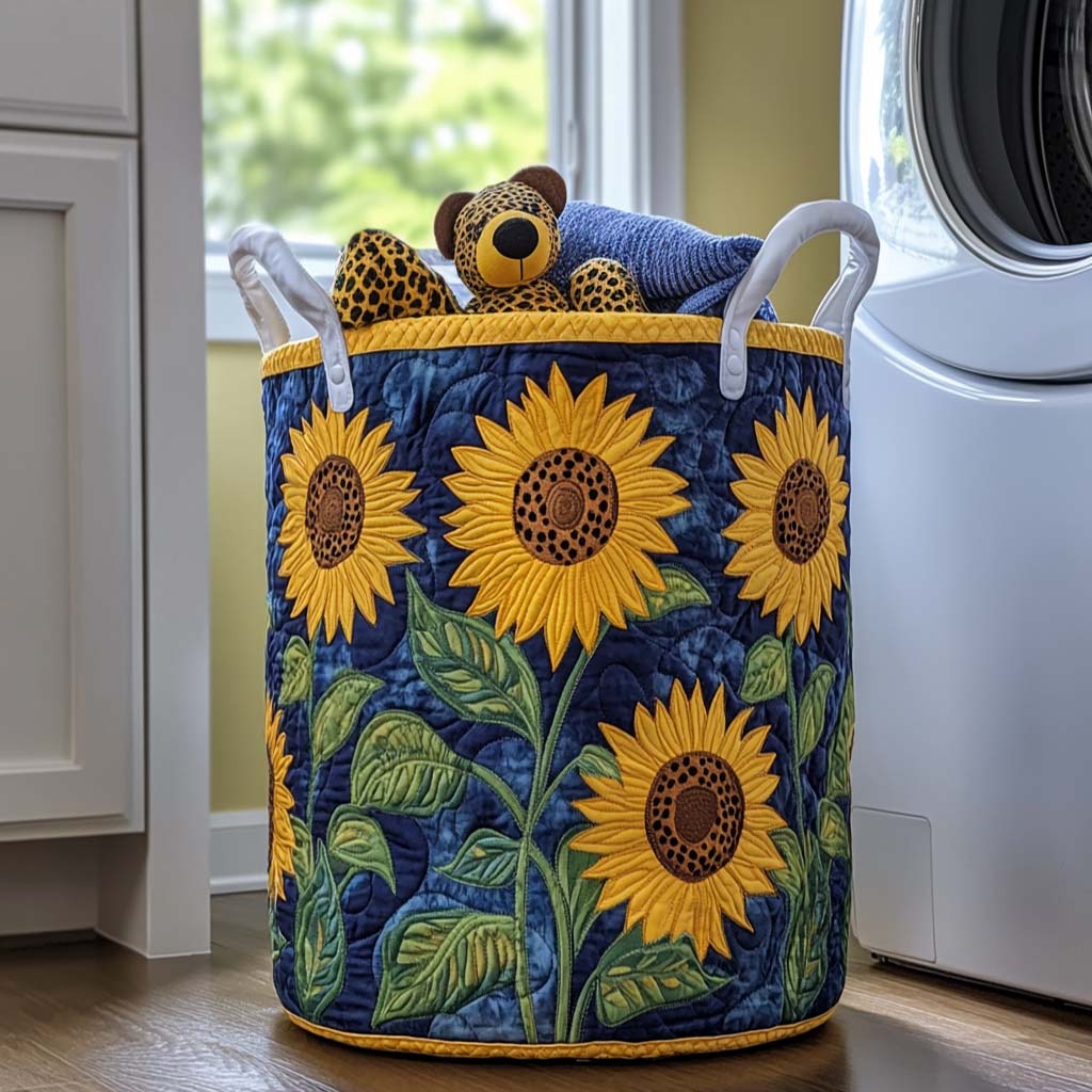 Golden Petals Quilted Laundry Basket NCU0NNT1073