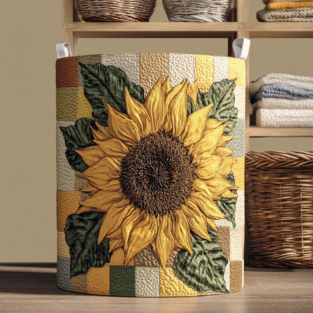 Golden Petals Quilted Laundry Basket NCU0NXD445