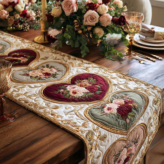 Golden Petals Quilted Table Runner NCU0DQQ0192