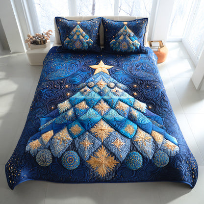 Golden Pine Star 3-Piece Quilted Bedding Set NCU0NTD617