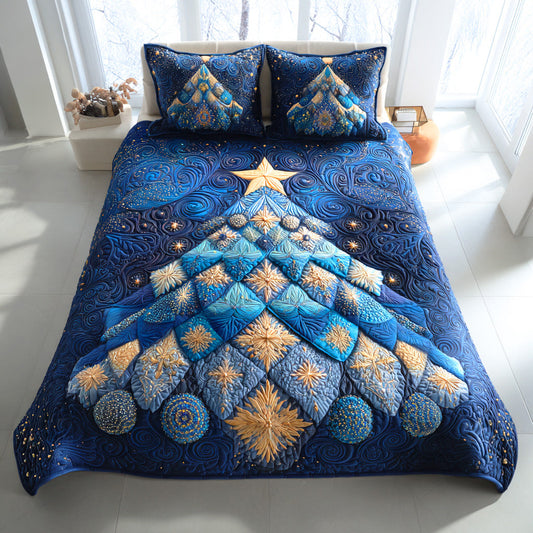 Golden Pine Star 3-Piece Quilted Bedding Set NCU0NTD617
