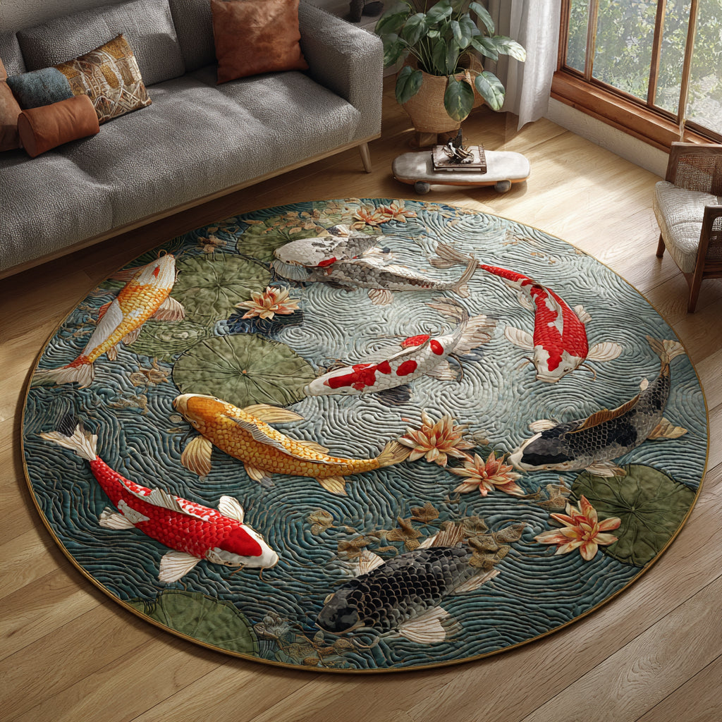 Golden Pond Koi Quilted Round Mat NCU0DV1234