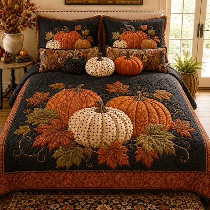 Golden Pumpkin 3-Piece Quilted Bedding Set NCU0NTD2066