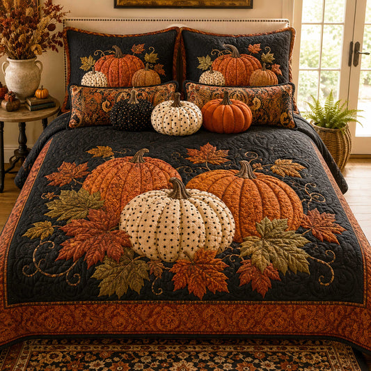 Golden Pumpkin 3-Piece Quilted Bedding Set NCU0NTD2066