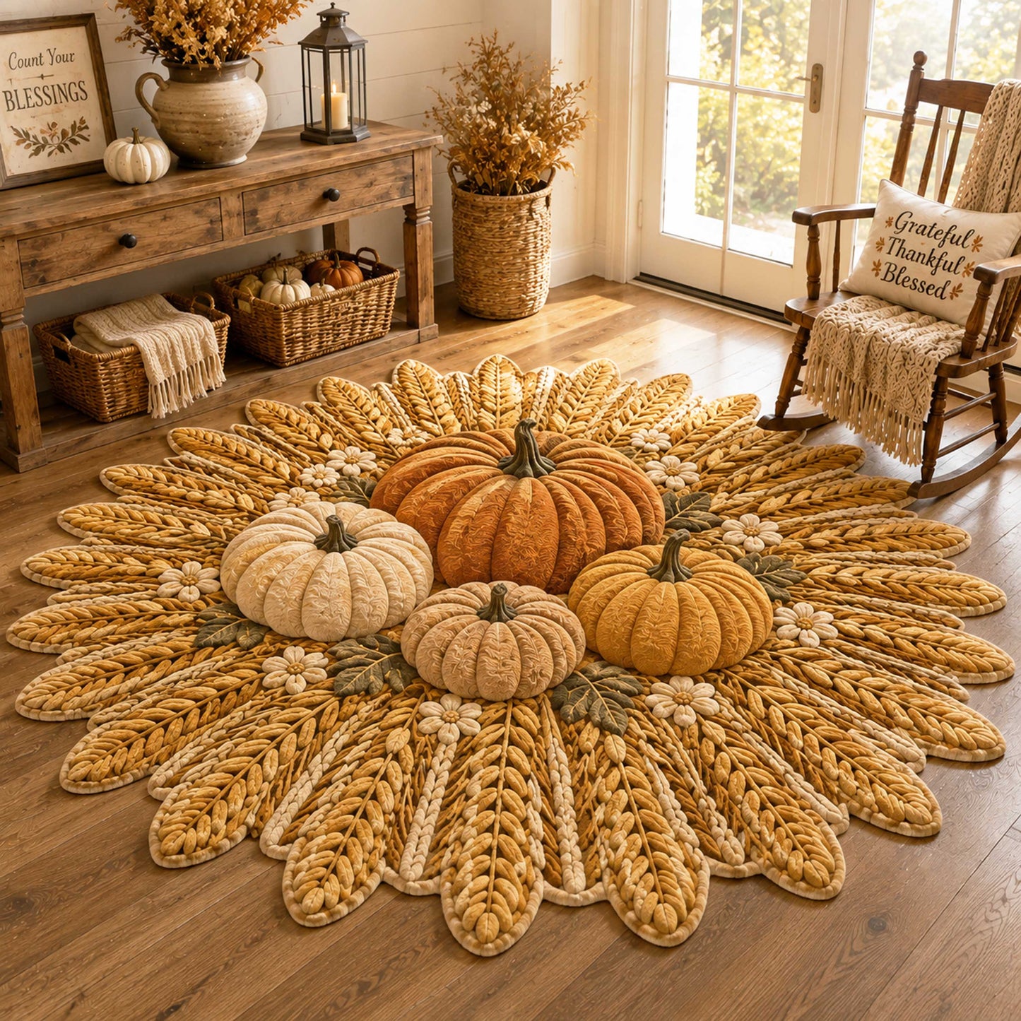 Golden Pumpkin Custom Shape Area Rug NCU0NTD2154