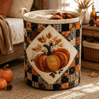 Golden Pumpkin Lane Quilted Laundry Basket NCU0PTT3282