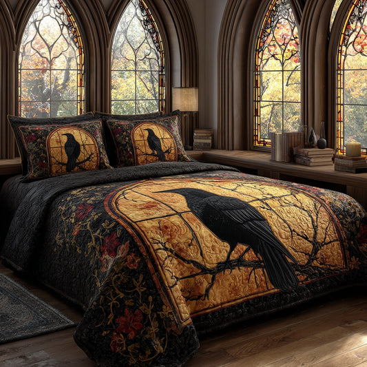 Golden Raven 3-Piece Quilted Bedding Set NCU0PVL885