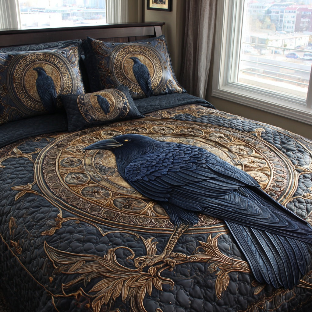 Golden Raven 3-Piece Quilted Bedding Set NCU0PVL963