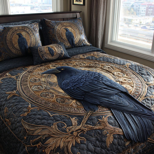 Golden Raven 3-Piece Quilted Bedding Set NCU0PVL963