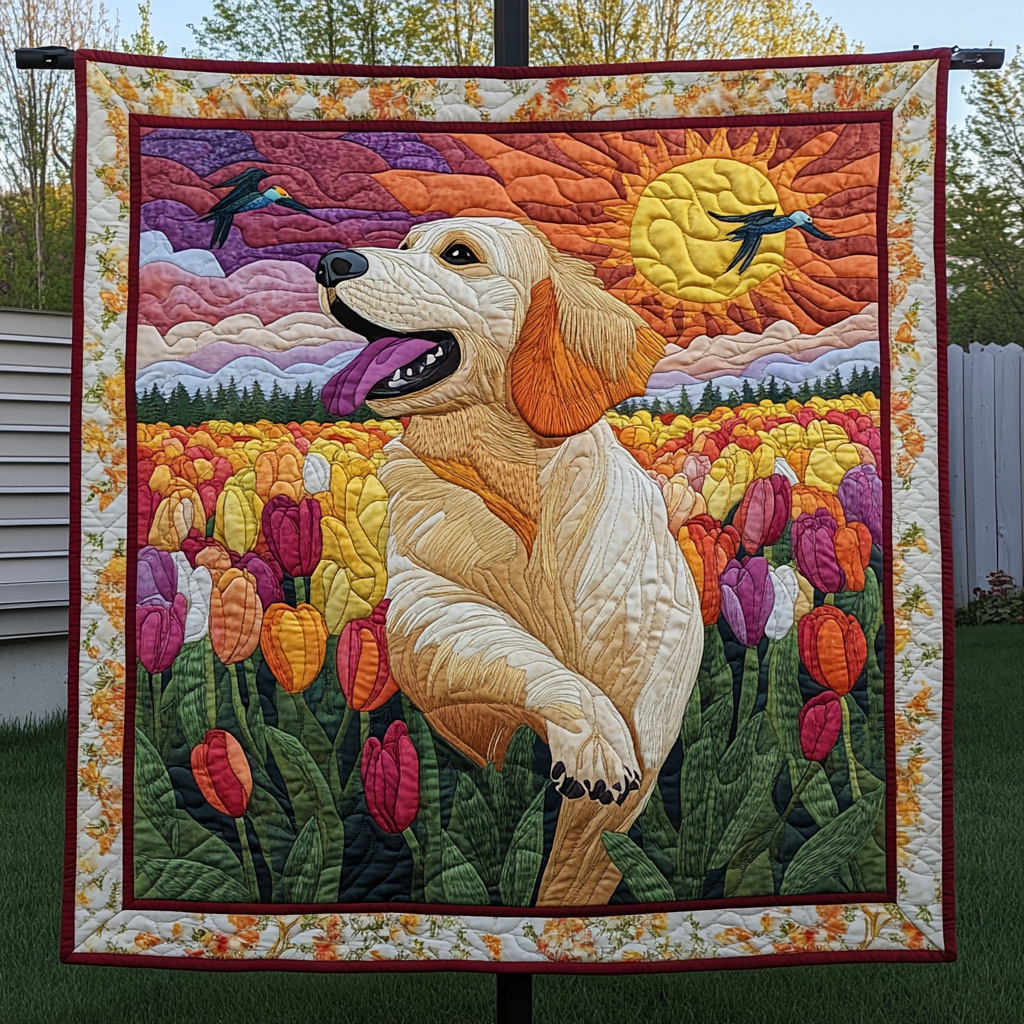 Golden Retriever Bliss Quilted Blanket NCU0DK1538