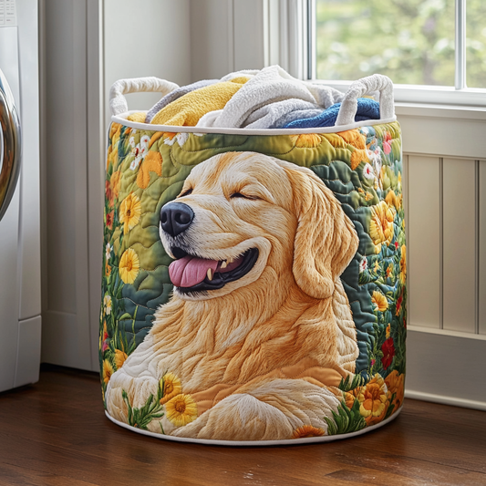 Golden Retriever Bloom Quilted Laundry Basket NCU0DDK837