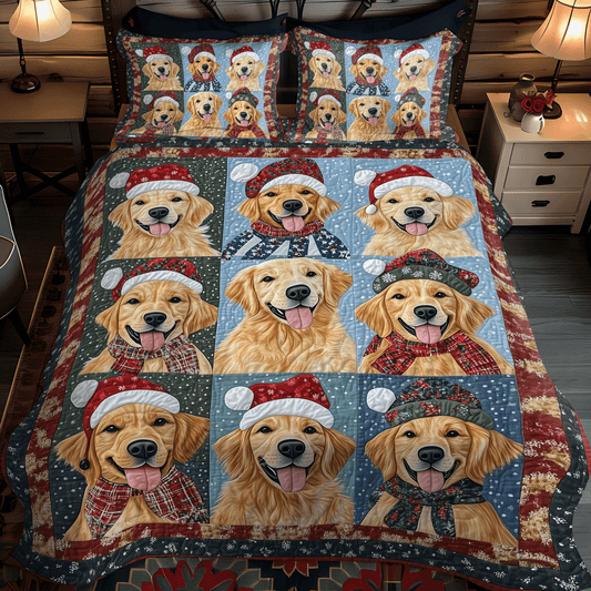 Golden Retriever Cheer 3-Piece Quilted Bedding Set NCU0TH1629