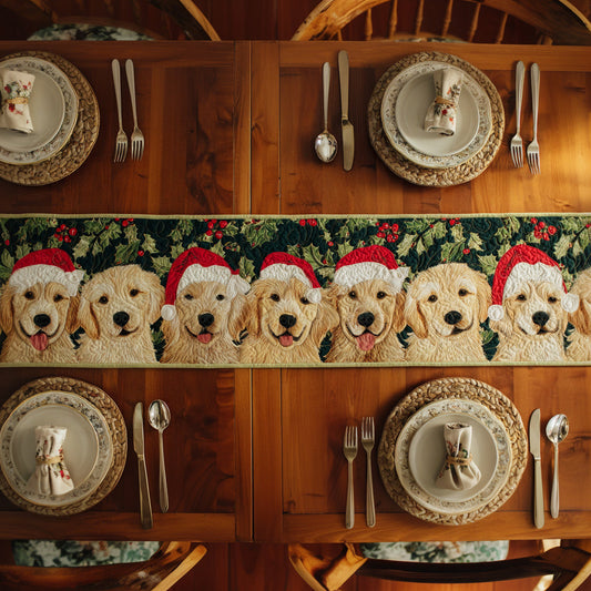 Golden Retriever Santa Quilted Table Runner NCU0HNH693