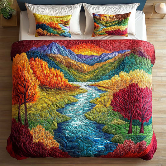 Golden Riverbend 3-Piece Quited Bedding Set NCU0NNT835