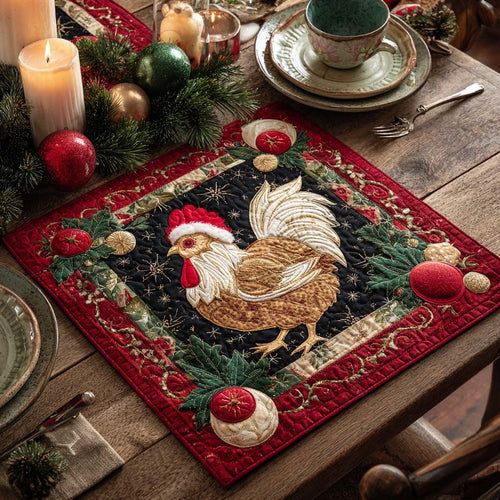 Golden Rooster Quilted Table Topper NCU0NXD155