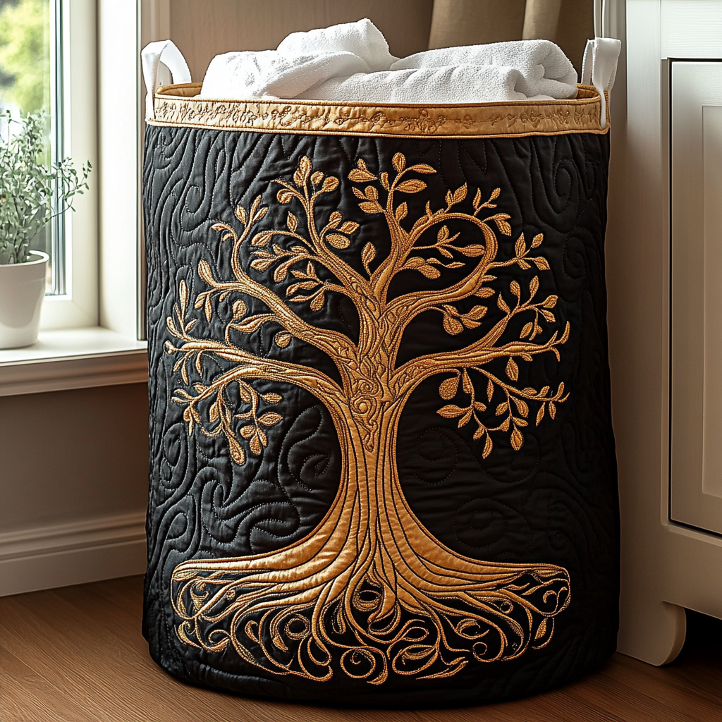 Golden Roots Quilted Laundry Basket NCU0DDK1003