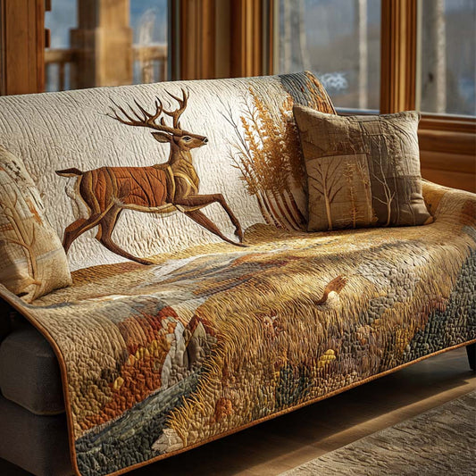 Golden Run Quilted Sofa Cover NCU0NXD973