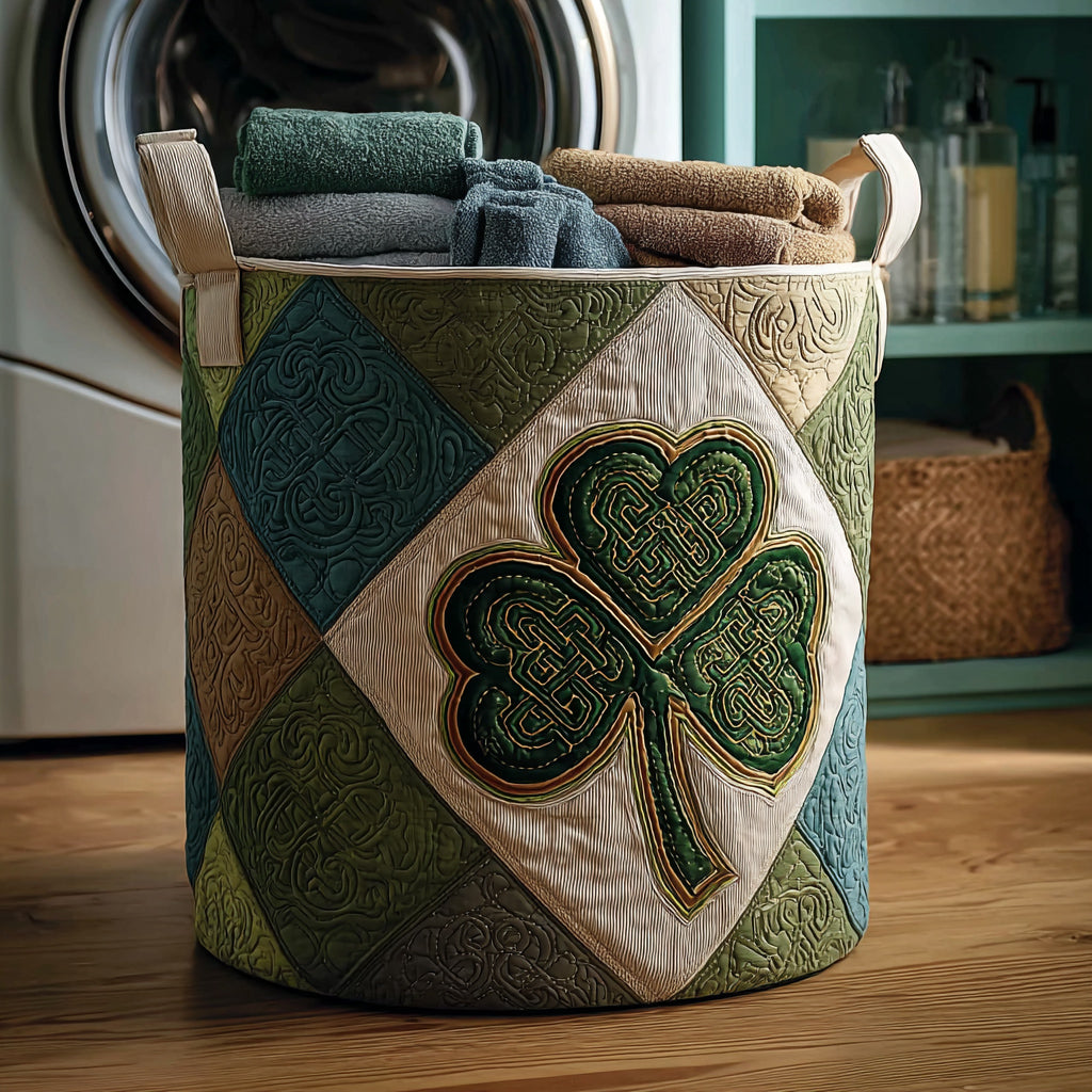 Golden Shamrock Dream Quilted Laundry Basket NCU0HNH804