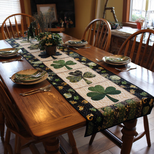 Golden Shamrock Quilted Table Runner NCU0HNH813