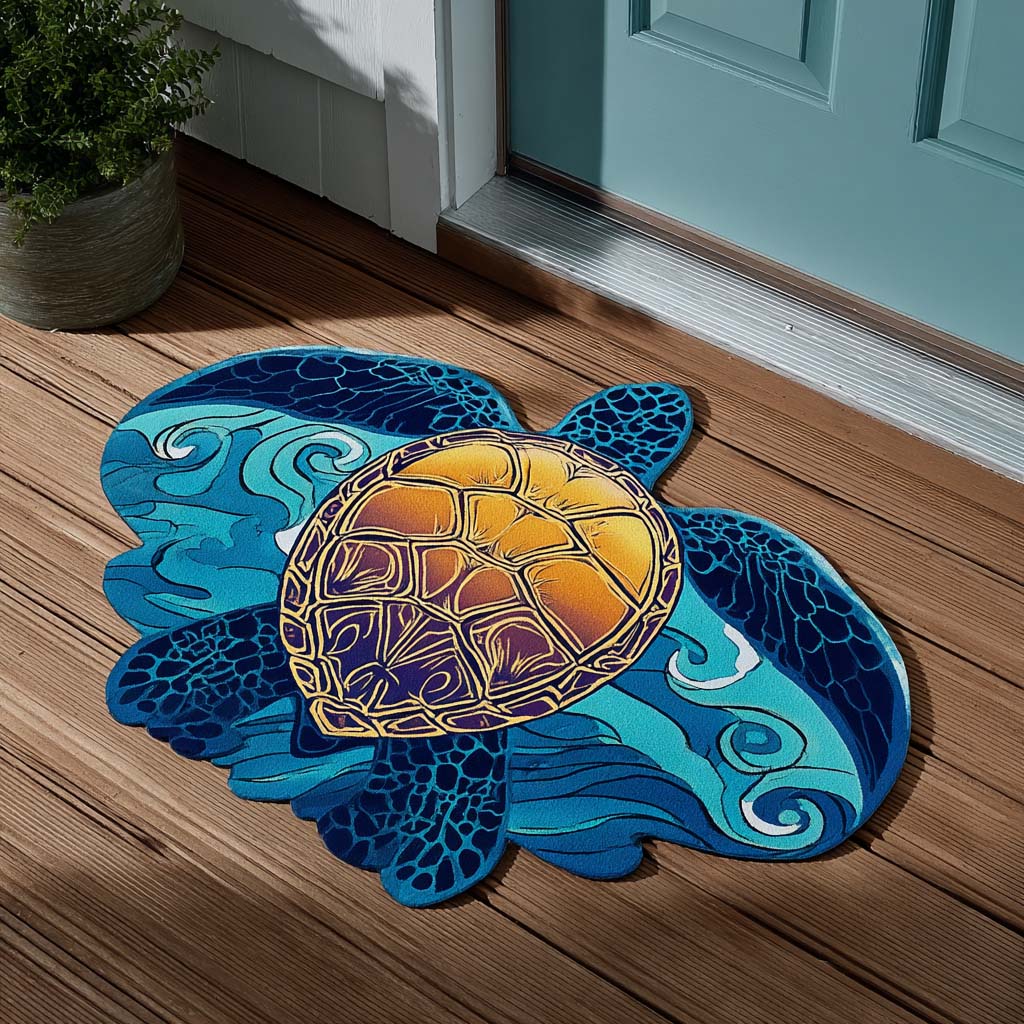 Golden Shell Turtle Custom Shape Doormat NCU0DQQ0754
