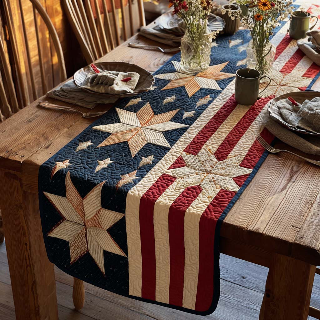 Golden Star Quilted Table Runner NCU0DQQ0530