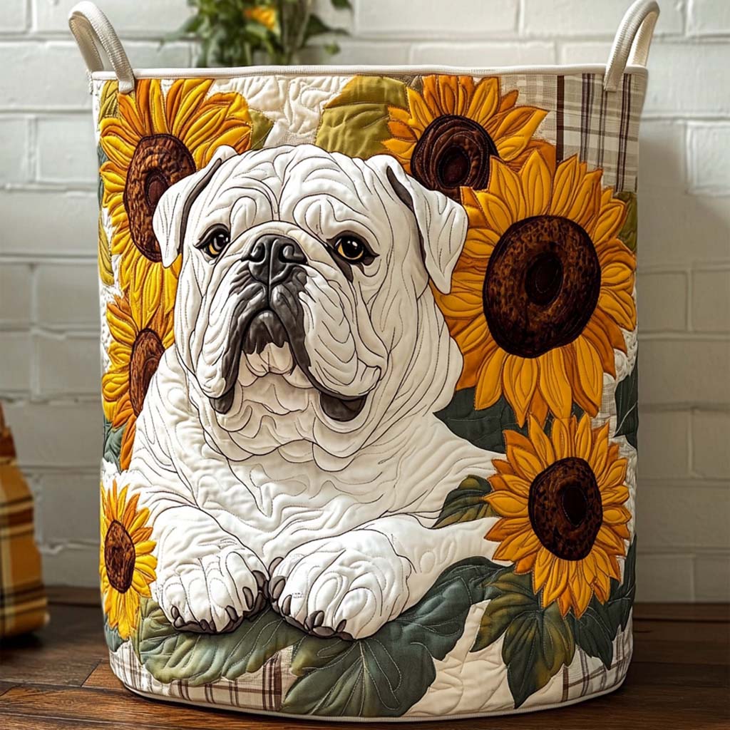 Golden Sun Bulldog Quilted Laundry Basket NCU0NXD552