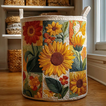 Golden Sunburst Quilted Laundry Basket NCU0NTD014