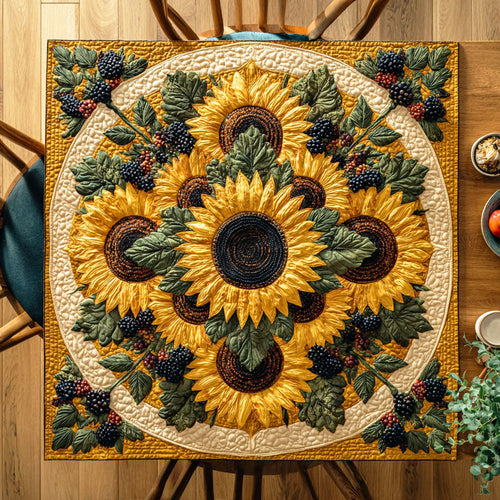 Golden Sunflower Glow Quilted Table Topper NCU0NTD430