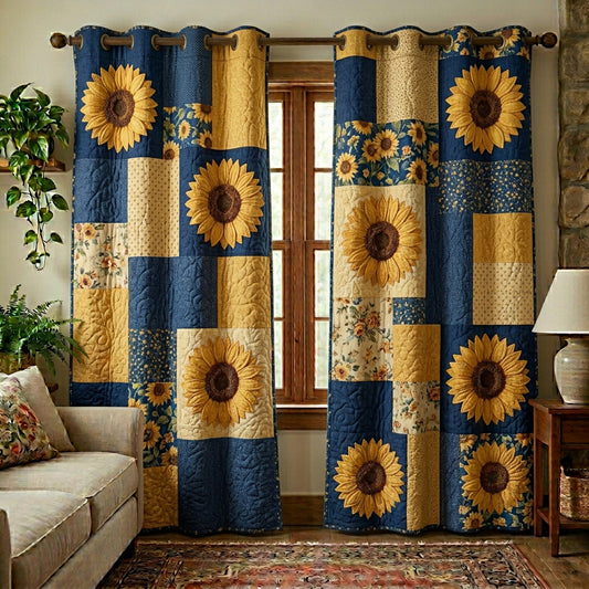 Golden Sunflower Quilted Curtains NCU0NTV958
