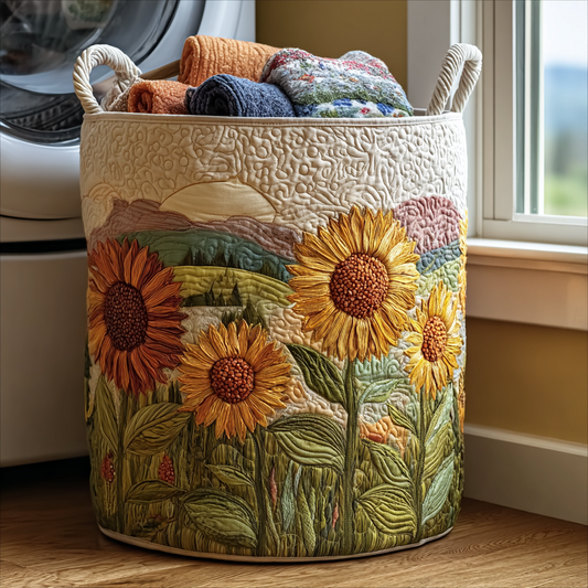 Golden Sunflower Quilted Laundry Basket NCU0DDK1612