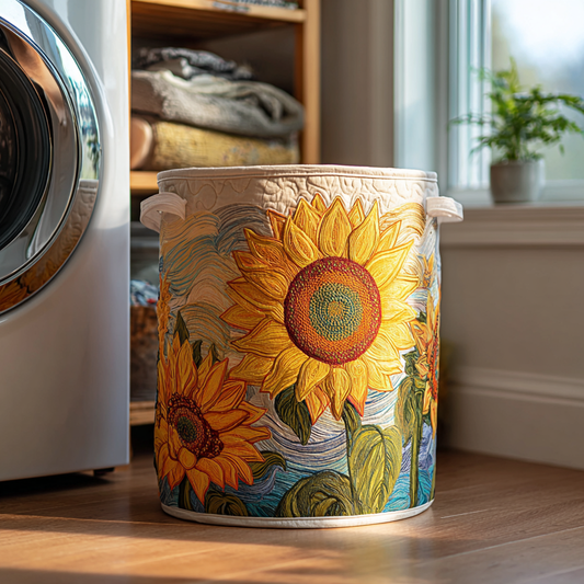 Golden Sunflower Quilted Laundry Basket NCU0DDK553