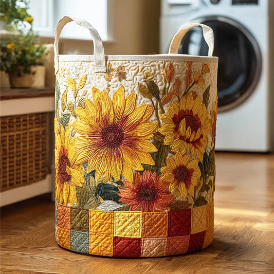 Golden Sunflower Quilted Laundry Basket NCU0NTD1305