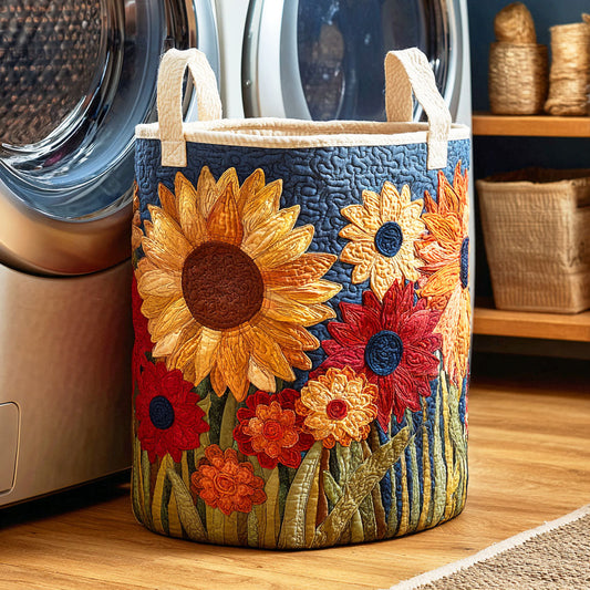 Golden Sunflower Ray Quilted Laundry Basket NCU0NTD461