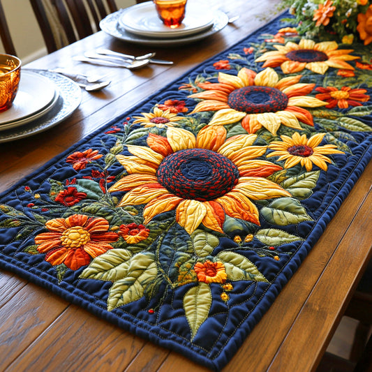 Golden Sunlight Bloom Quilted Table Runner NCU0TD692