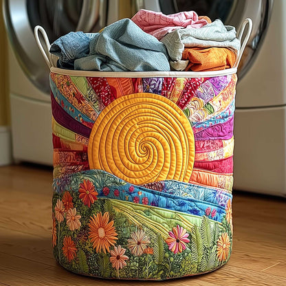 Golden Sunrise Quilted Laundry Basket NCU0HTT015
