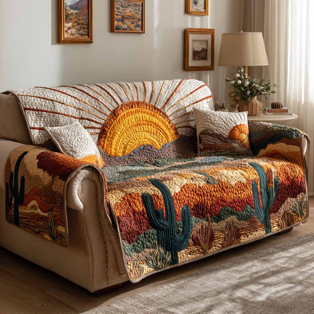 Golden Sunrise Quilted Sofa Cover NCU0NXD1510